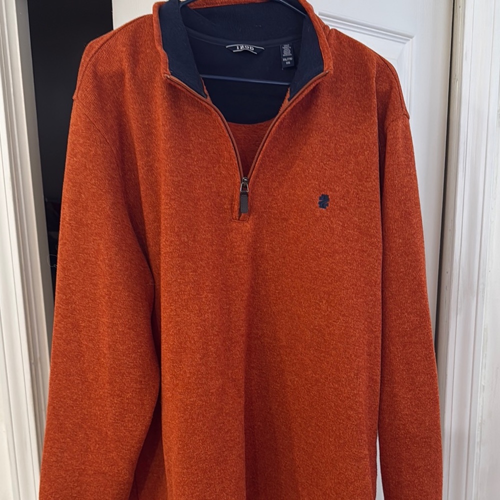 Men's Rust Sweater with Quarter-Zip